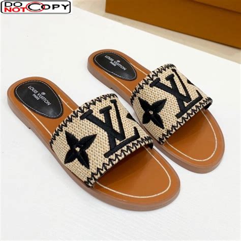 louis vuitton raffia slides|louis vuitton flat shoes.